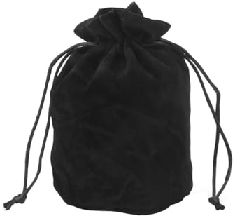 Huba 3 PCS Round Bottom Drawstring Drawstring Bag, Double-layer Velvet Bag for Chess Pieces Velvet Fabric Dice(Black)
