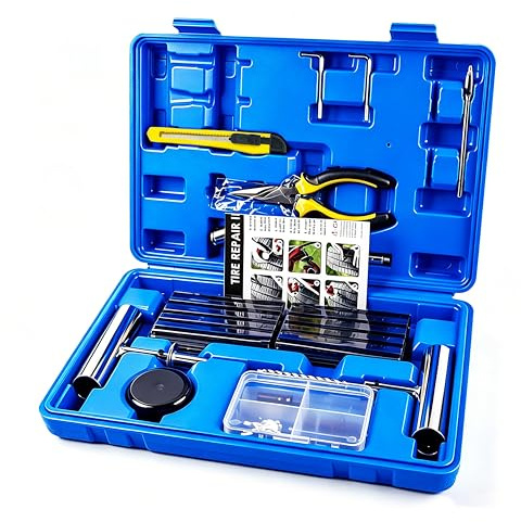 THCTYRP Kit de reparación de neumáticos de 68 Piezas, Kit Universal para Reparar pinchazos y Parches en neumáticos de Coche, Kit de reparación de pinchazos para Coches, Camiones y Motocicletas.