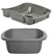 Plastic Large Washing up Bowl and Dish Drainer Rack Kitchen Plate Holder Set of 2 (Silver)