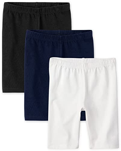 The Children's Place Girls Mix and Match Bike Shorts, Black/Tidal/White 3 Pack, Small