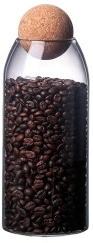 Tarro de Vidrio de Almacenamiento, Hermetico ​Tarros de Cristal, Botes Cocina de Almacenamiento, Con Tapón de Corcho, para Especias, Azúcar, Café, Galletas, Caramelos (1200ml/42oz)