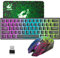 2.4GHz Tastatur Maus Gaming Set Kabellos Beleuchtet, 61 Tasten Regenbogen 3800mAh Wederaufladbare Mechanische Feel Tastatur, 2400 DPI Regenbogenlicht-LED 6 Tasten Maus, Kompatibel PC-Schwarz