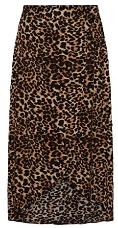 PIECES Damen Pctala Wrap Skirt Noos Bc, Indian Tan/AOP:Leo, S