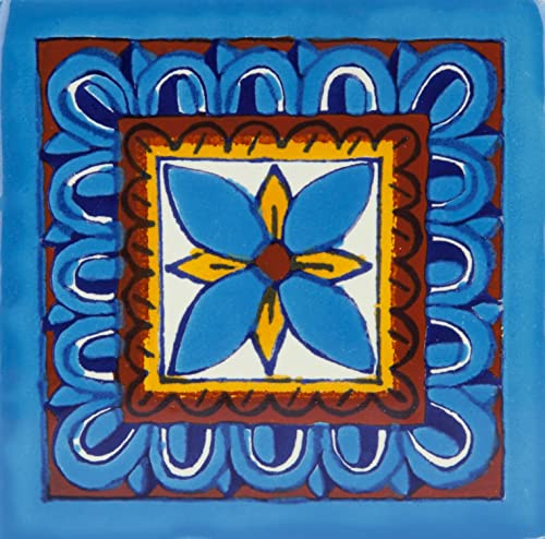 Cerames Piastrelle Mosaico Messicane Chico – 30 ceramiche mattonelle messicane decorative per bagno, doccia, scale, parete posteriore della cucina | Tessere mosaico ceramica 10,5x10,5 cm