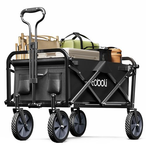 Toboli Carro Carretilla de Mano Plegable Negro asa telescópica Carro de Transporte 100kg de Carga