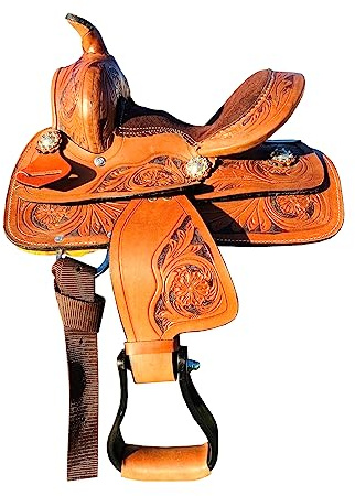10 11 12 13 Western Kids Horse Barrel sella per equitazione, sella con attrezzi floreali con argento Conchos ME-WLS-224B (12 Seat)