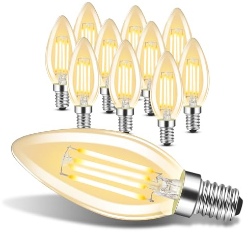 GBLY 10er pack LED E14 Glühbirne Leuchtmittel: Warmweiß Lampe kerze 4W 2700K Filament Birne Retro Edison C35 Glühlampe Vintage Light Bulb Glas Energiesparlampe - Nicht Dimmbar
