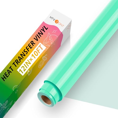 HTVRONT Heat Transfer Vinyl-12 x 10FT Mint Green Iron on Vinyl for T-Shirts, HTV Vinyl Roll for All Cutting Machines & Heat Press Machine- Easy to Cut & Weed Vinyl Heat Transfer (Mint Green)