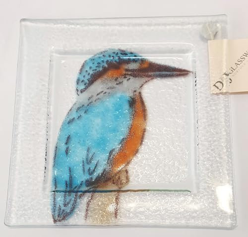 D & J Glassware -Kingfisher Plate - Size 15 cm x 15 cm