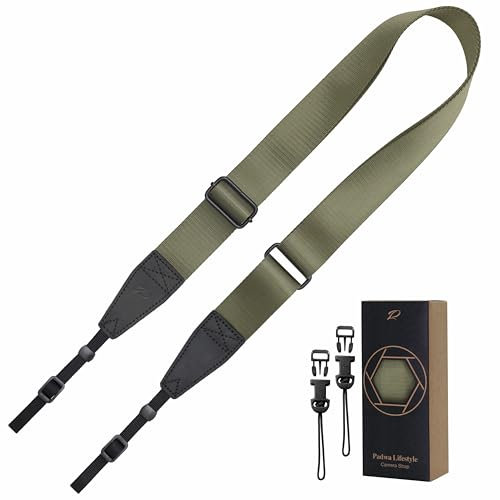 Padwa Lifestyle Adjustable Camera Strap - 1.5 Top Layer Cowhide Head Camera Straps for Photographers, Nylon Adjustable Neck Shoulder & Crossbody Strap Quick Release for All Cameras and Binoculars
