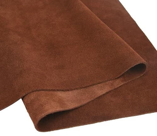 1,5 mm mocka läderstycke mjuk äkta ko delad läder mocka dölja hud lädermaterial för läderarbete sytillbehör (rödbrun, 30 x 30 cm)