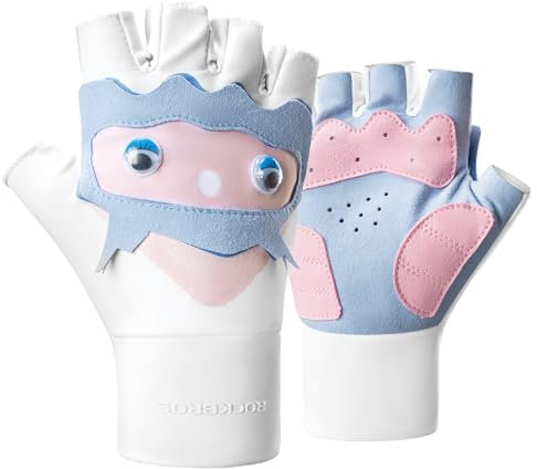 ROCKBROS Kinder Halbfinger Fahrradhandschuhe Fingerlose Warm Handschuhe für Kinder Jungen Mädchen Scooter Fahrrad