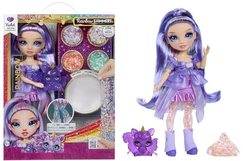 Rainbow High Rainbow Shimmers with Slime - Purple, Purple - 28cm Model Doll, with Slime Kit and Pet Squirrel, Suitable for Ages 4+