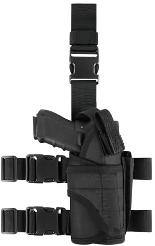 Flintronic Étui de Pistolet Tactique, Holster Cuisse Réglable, Tactique Cuisse Holster avec Pochettes Mag, Sac De Transport Dissimulé, pour Entraînement Tactiques en Plein Air Halloween