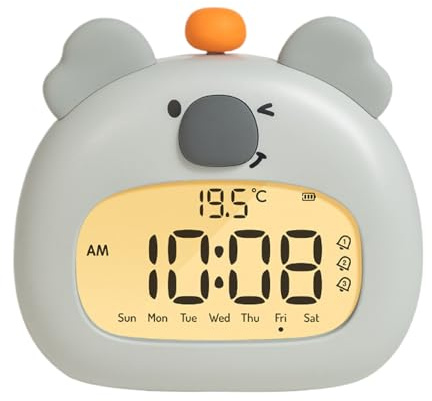 Genérico Reloj Despertador Infantil | Reloj Entrenador Sueño para Pequeños con Luz Nocturna - Organizador Nocturno con Animales de Dibujos Animados y Termómetro para Niños y Niñas