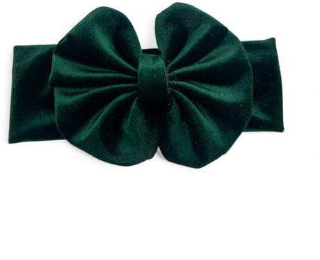 Fascetta per Capelli Neonata con Fiocco in Velluto-Fascia per capelli Bambina (da 3 a 18 mesi) (Verde smeraldo, Da 3 a 18 mesi)