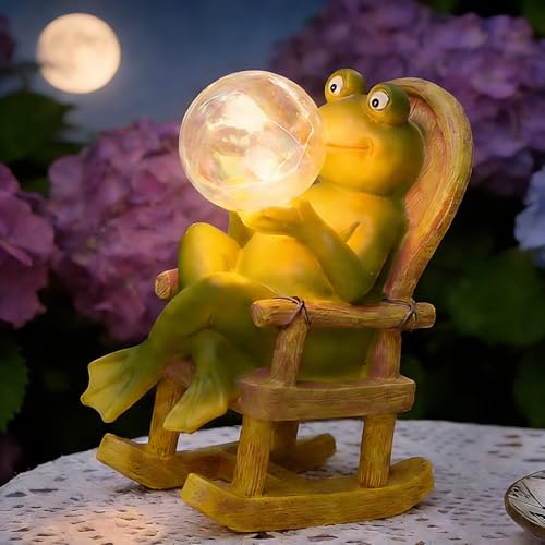 SKIKHN Statue di rane solari, decorazione da giardino per esterni, decorazione da giardino solare a forma di bolle di rana per esterni, con luci LED impermeabili