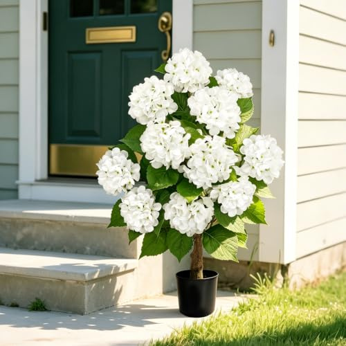 VUAHAUL 2 Pack Artificial Hydrangea Tree 31.5'', Potted Hydrangea Flowers