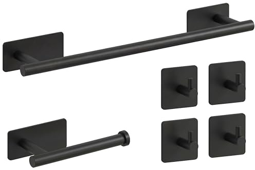 Steel Soul Set Accessori Bagno Nero Opaco Adesivi Inox 304 Senza Forare