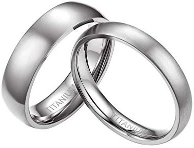 Mabohity Damen-Ring Titan-Ring Titanium 4mm Breit Poliert Gewölbt Ehering Verlobungsring Freundschaftsring Partnerring Paar Ringe, Silber, Größe 49