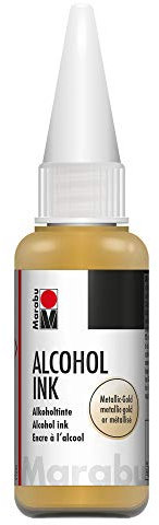 Marabu 12160059784 - Alcohol Ink metallic-gold, 20 ml, Alkoholtinte, für Fluid Art, Resin Art und Epoxidharz, für nicht saugende Untergründe, beschichtetes Spezialpapier, Metall, Keramik und Glas