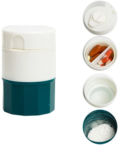 Deyiis Broyeur de Comprimés,Coupe-Comprimés multifonction 4 en 1-Avec Compartiment de Rangement-Avec Lame en acier Inoxydable,Broyeur Multifonctionel Portable Organiseur Amovible Tablet Splitter