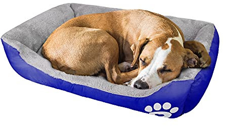 wuuhoo® Hundebett Lucky 60cm für kleine und mittelgroße Hunde - weiches Haustierbett, waschbares Hundekörbchen für Hund oder Katze, Flauschiger Hundekorb - dunkelblau