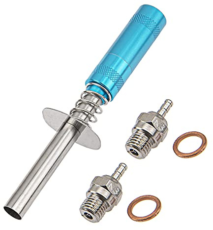 ShareGoo 2Pcs N3 Hot Spark Glow Plugs No.3 & RC Igniter Engine Starter Compatible with Traxxas HPI Redcat HSP 1/8 1/10 RC Nitro Truck Buggy