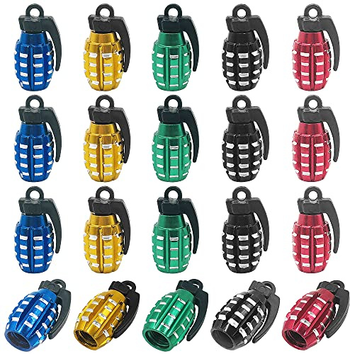 Tapas Antipolvo para neumáticos de automóviles, FineGood 20 Piezas Tapas de válvulas de neumáticos Tapas de neumáticos de automóviles de Granada de Aluminio
