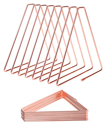 Forlush Skrivbordsbokhylla, triangulär tidningshållare, metalltriangel bokhylla, för böcker och dokument i arbetsrummet, kontoret och sovrummet (roséguld)