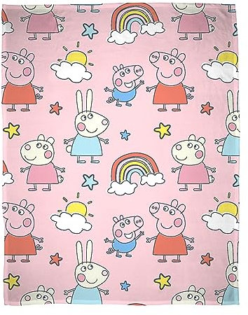 Character World Official Peppa Pig Licensed Fleece Blanket | Super Soft Warm Playful Pink Design | Perfect for Home, Bedroom, Sleepovers & Camping 100 x 150cm