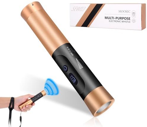 MOOSEC Elektronische Pfeife mit LED-Taschenlampe – wiederaufladbare Handpfeife, verstellbare 3 Töne, hohe Lautstärke für Sport und Notfälle, sammelt Aufmerksamkeit für Lehrer, Trainer, Schiedsrichter,