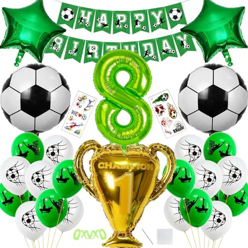 Fussball Luftballon 8. Geburtstag Junge, Fußball Deko Geburtstag Kinder, Fußball Deko Geburtstag Jungen, Fussball Luftballon 8, Football Deko Spielzeug Set Designed für Fussball Party Deko