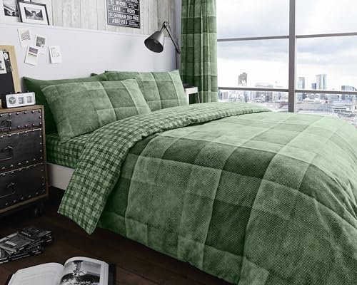 GC GAVENO CAVAILIA Luxury King Size Duvet Cover Sets - Reversible Geometric Bedding & Linen (230x220 cm) - Breathable Soft Quilt Cover - Poly Cotton Bed Covers - Green