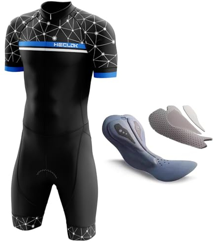 Traje de triatlón para Hombre de Manga Corta＋Acolchado Profesional de competición，diseño de triatlón，Traje de Ciclismo, Traje de Velocidad，Traje de natación para Bicicleta (TYP-10,M)