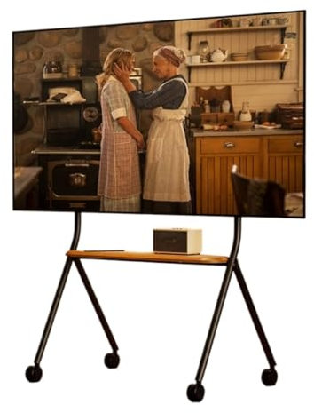 Piedistallo TV Supporto TV Carrello TV Mobile Per TV LCD LED Da 42-75 Pollici, Supporto TV Treppiede Con Vassoio Che Può Contenere Fino A 110 Libbre, Altezza Regolabile Con Ruote Porta TV(Color:Black)