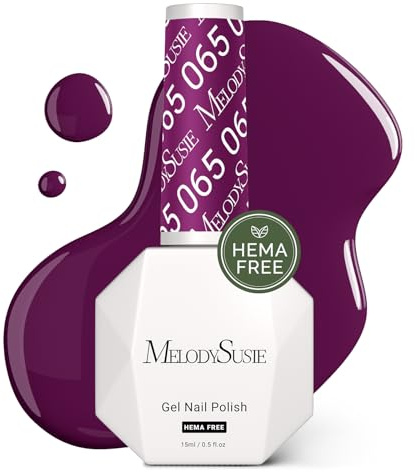 MelodySusie Hema Free Gel Nail Polish, 0.5 Fl Oz Thick Dark Purple Gel Polish, Non Toxic, Long Lasting, Soak Off UV Nail Polish, Manicure Nail Design Salon DIY Nail Art at Home 065