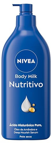 NIVEA Body Milk Nutritivo (1 x 625 ml), leche corporal que hidrata durante 72 h, crema hidratante corporal con aceite de almendras y ácido hialurónico, para piel seca