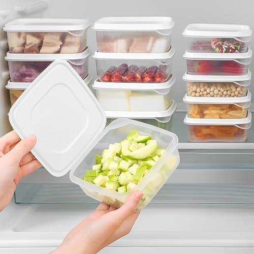Iwinna Lot de 10 boîtes de conservation alimentaire avec couvercles – 650 ml – Boîtes de rangement réutilisables pour la préparation des repas à emporter, passent au lave-vaisselle et au micro-ondes