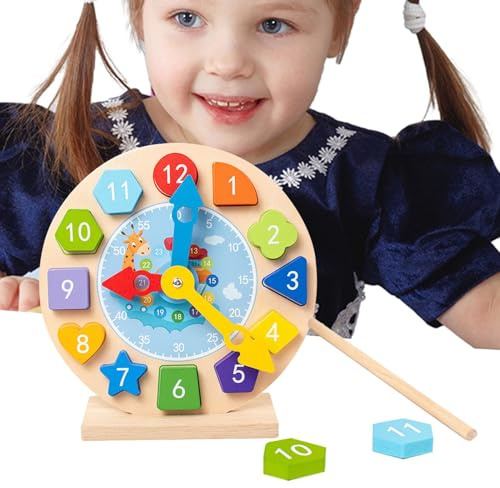 Kids' Learning Clock, Educational Clock, Wooden Clock Toy | Safe and Engaging Telling Time Toy | Wooden Magnetic Clock for Home and Kindergarten Educational Activities