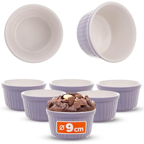 KADAX Soufflé Set di 6 pirottini in ceramica per crema Brulee, Souffle & Ragout Fin (Lila)