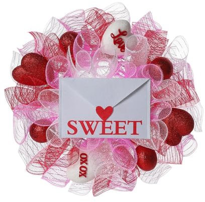 Ghirlanda di San Valentino 40 cm artificiale corona nuziale corona per anniversario di matrimonio lume di candela cena festa