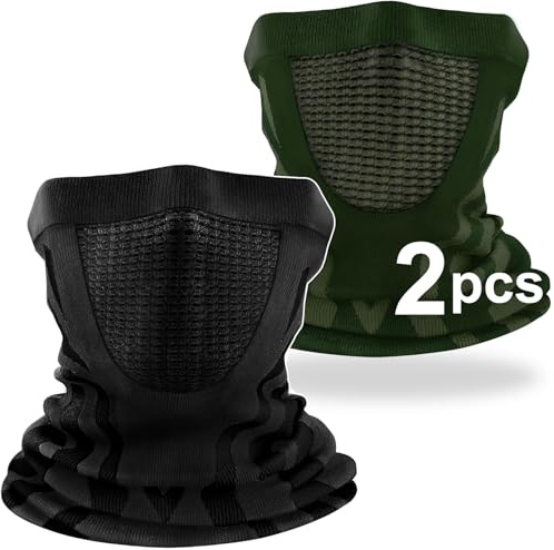 ENONEO Scaldacollo Running Termico Uomo Donna Traspirante Antivento Scaldacollo Sportivo Elastico Sciarpa Tubolare Inverno Passamontagna Sci Copricollo Moto Bandana Bici Ciclismo (Nero1 + Verde1)