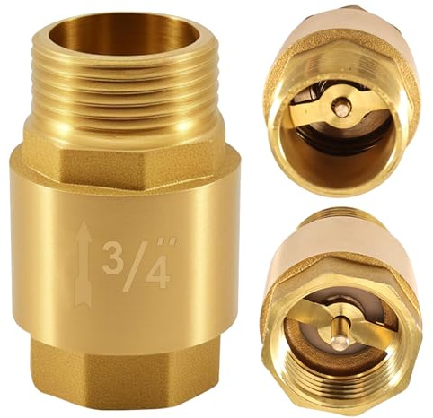 Begonia 3/4 Inch Brass Check Valve, Backflow Preventer 3/4 Inch Female to Male Thread, Return Valve with Internal Thread and 3/4 Inch Male Thread, Rustproof and Waterproof for Pump, Garden, Washing