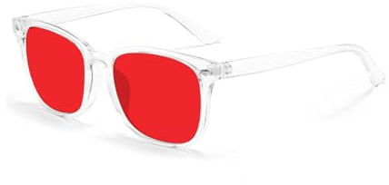 FANKIE Gafas para dormir con lentes rojas, Gafas de protección la luz azul: reducen la presión ocular y la estimulación de la luz intensa, mejoran el sueño de hombres y mujeres (Transparente)