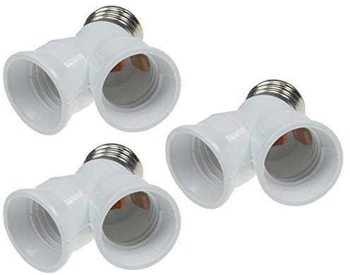 ChiliTec E27 Fassung Sockel Verteiler 2-fach Y-Adapter Kunststoff 1x E27 auf 2x Schraubfassung Lampenadapter max. 40Watt je Sockel, weiß