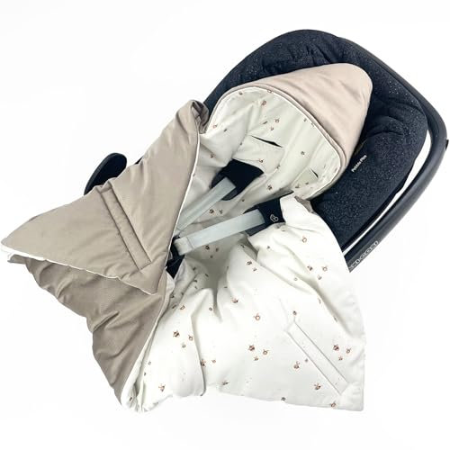 BABEES© Wattierte Winter Einschlagdecke mit Füllung für Babyschale Autositz 80x80 cm universal, Übergangszeit Herbst, Warme Babydecke für Kinderwagen Babytragen Babybett Velvet beige