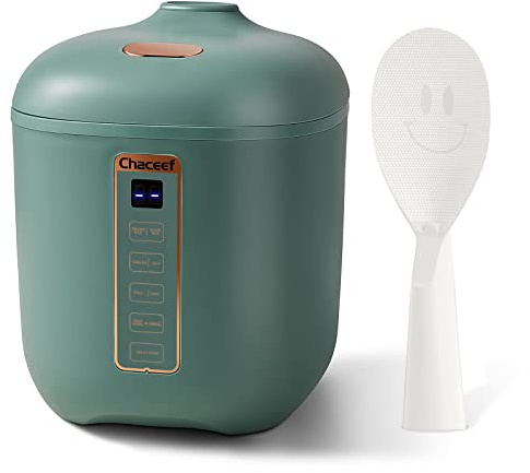 CHACEEF Rice Cooker 2 Cups Uncooked, 1.2L Portable Rice Cooker Small, Green
