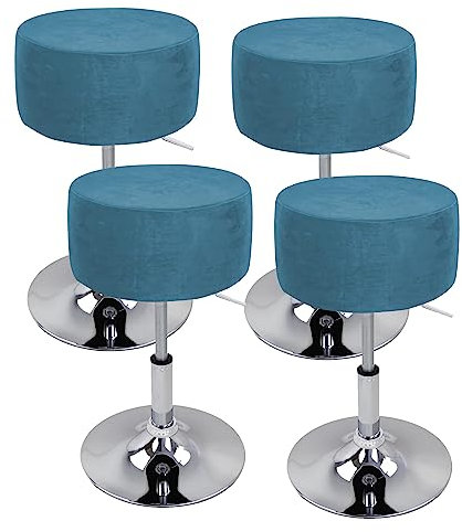 XGANGM Hockerbezug Rund Durchmesser 33.5/34cm H14/17 cm Sitzhocker Bezug Stretch Velvet Hocker Rund Bezug Runder Stuhlbezug Protector Waschbarer Runder Drehbarer Hocker Schonbezug,#5,4pcs