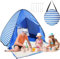 Strandmuschel Pop Up Strandzelt, Extra Light Pop Up Zelt für 2-3 Personen 50+ UV Schutz Tragbar Strandzelt Sonnenschutz Windschutz Strand Campingzelt für Camping, Wanderausflug (Blaue Streifen)